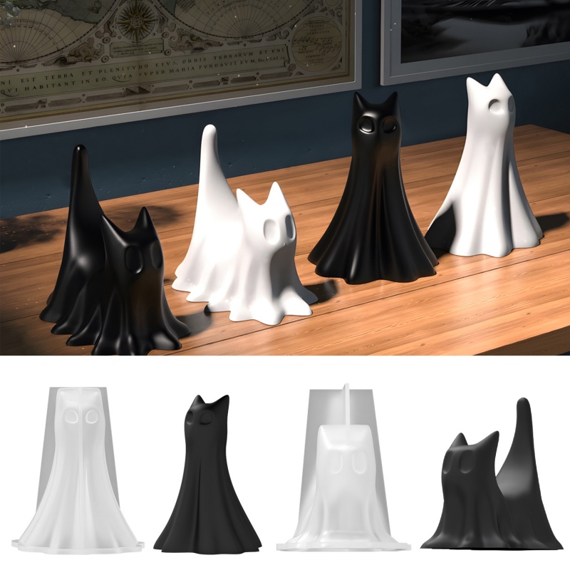 Candle Making Equipment - ゴースト猫ハロウィンデスクトップ飾り石膏シリコーン型 DIY 手作りアロマキャンドル作りクリスタルエポキシ樹脂金型