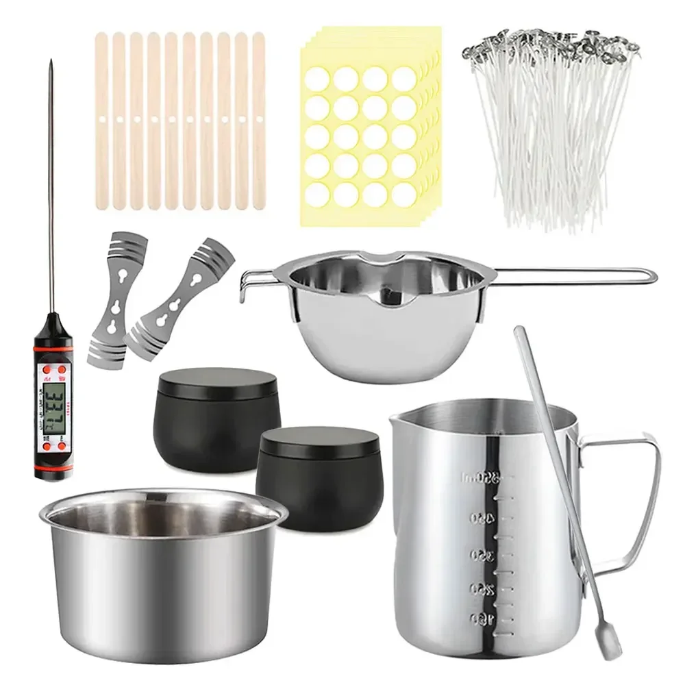 Candle Making Kit Wholesale - 香りのよいキャンドル作りセット,キャンドルホルダー,長い柄,ミキシングスプーン,温度計,ワックス溶解ポット,400 ml, 600 ml, 800ml, 219個