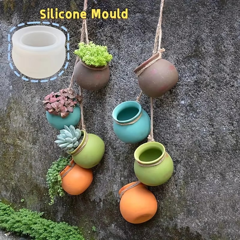 Candle Making Equipment - シリコンフラワーポット型、樹脂型、エポキシ型、香り付きキャンドル型、小型多肉植物用フラワーポット、壁掛けフラワーポット、ヴィンテージ陶器型、手作りDIY容器型、エポキシ樹脂製造用型