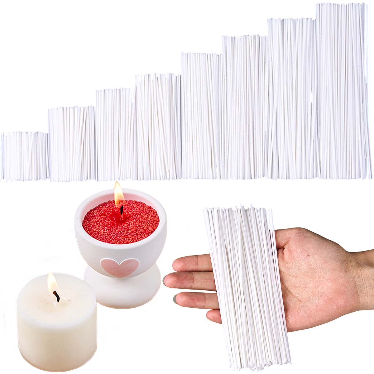 Candle Making Kit Wholesale - 50個/セット ワックスコットンキャンドル芯セット 5-20cm 無煙ワックスコア DIYソイワックス芯 編み込みランプキャンドル作り