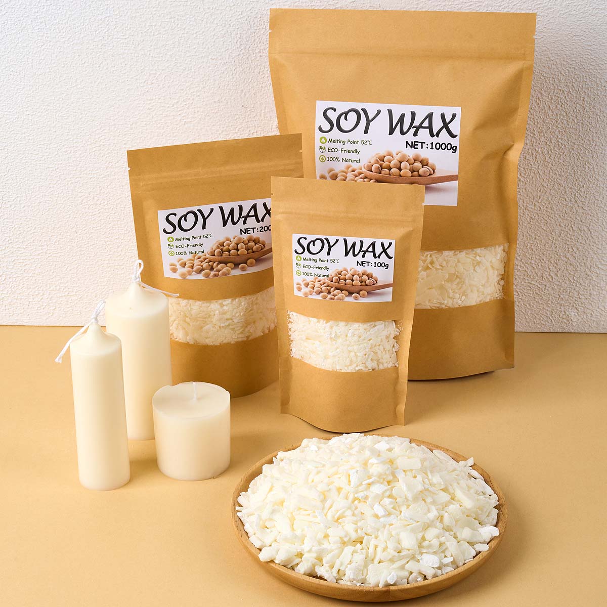 Candle Making Kits - 1 ポンドピュアホワイト大豆ワックス DIY 手作りキャンドル工芸品 100% 無添加香りキャンドル原料作成用品キット