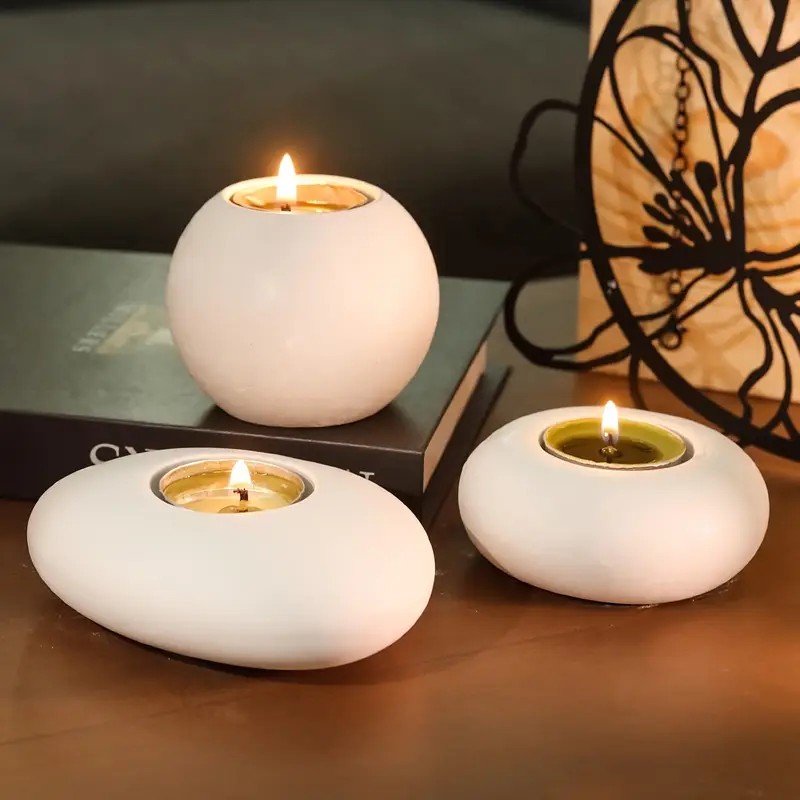 Candle Making Equipment - ティーライトキャンドルホルダー樹脂シリコンモールド、クリスタルボール/球体エポキシ樹脂モールド、楕円形石膏コンクリートフラワーポット作成モールド