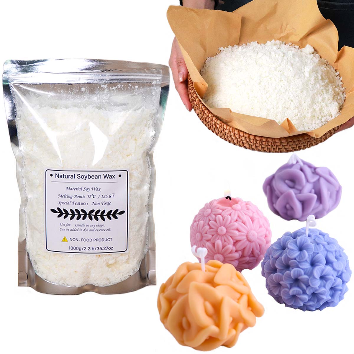 Candle Making Kits - 100/250/500/1000 グラム天然大豆ワックスフレーク DIY 手作りキャンドル工芸品無添加香りキャンドル原料作成キット