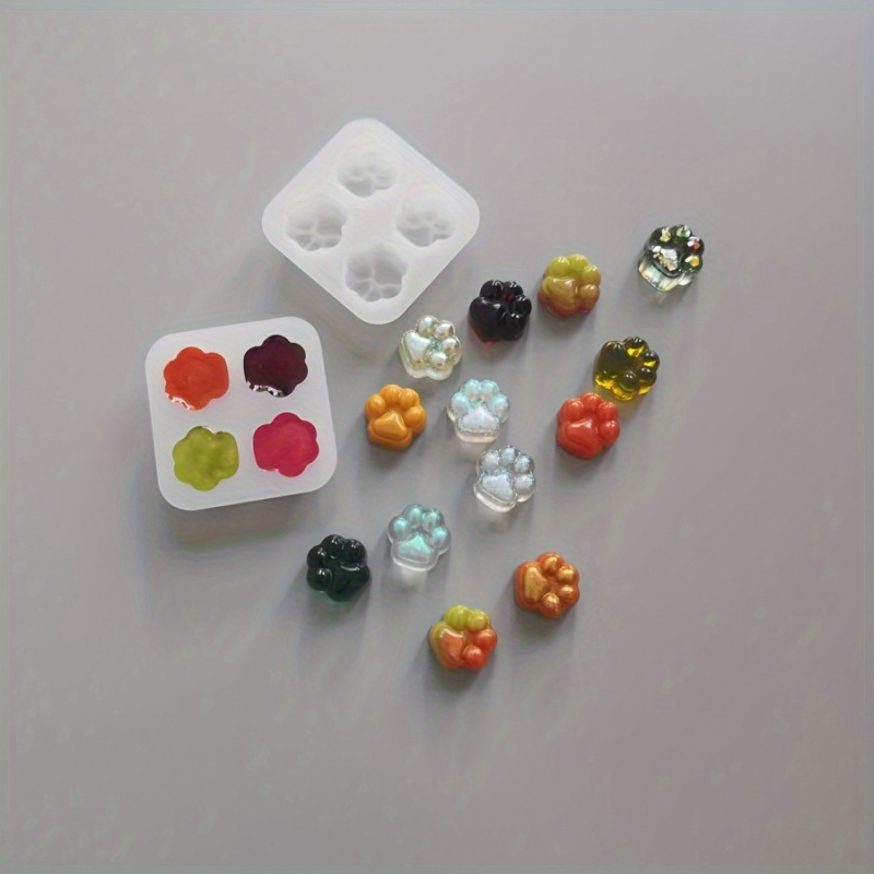 Candle Making Kit Wholesale - 1猫の足跡模様シリコンモールドセット-4AユニークなDIY樹脂、粘土、石膏クラフトデザイン-キャンドル作りやアロマテラピーに最適