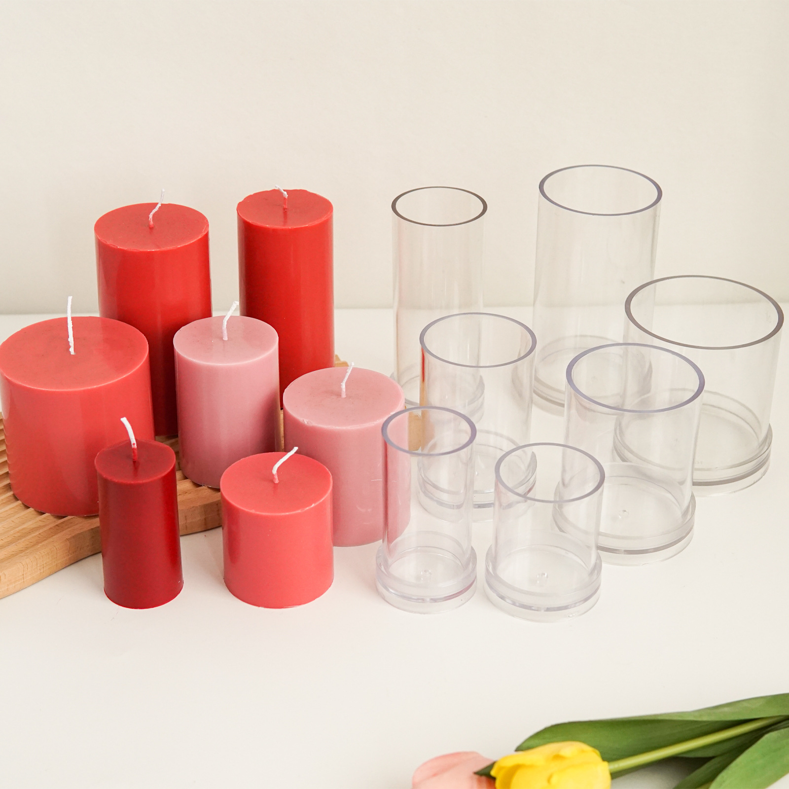 Candle Making Kits - さまざまな 3D 円筒キャンドルモールドプラスチック DIY キャンドル作成用品金型 PC