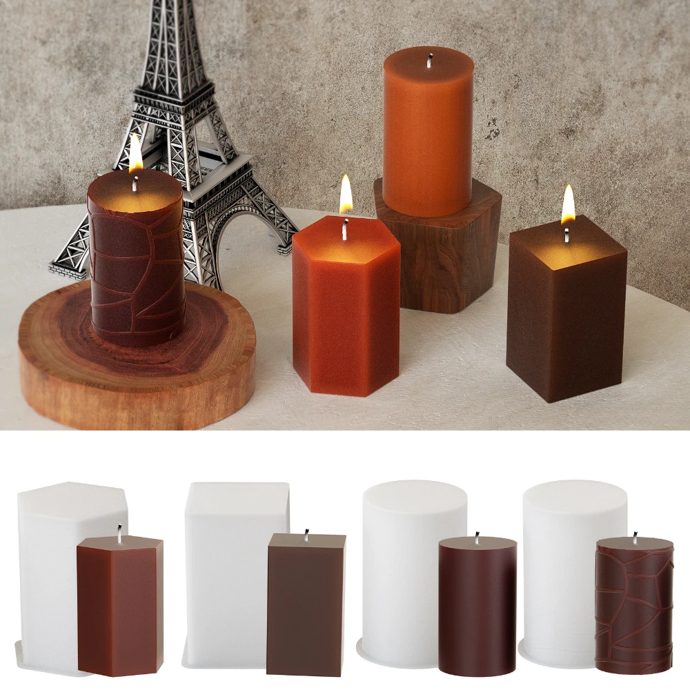 Candle Making Kit Wholesale - シンプルなアーティスト幾何学形状樹脂作成セットレリーフクラックルシリンダーキャンドルソープシリコーン金型正方形つらら簡単に型から外す