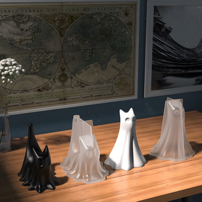 ゴースト猫ハロウィンデスクトップ飾り石膏シリコーン型 DIY - Candle Making Equipment のレビューと価格