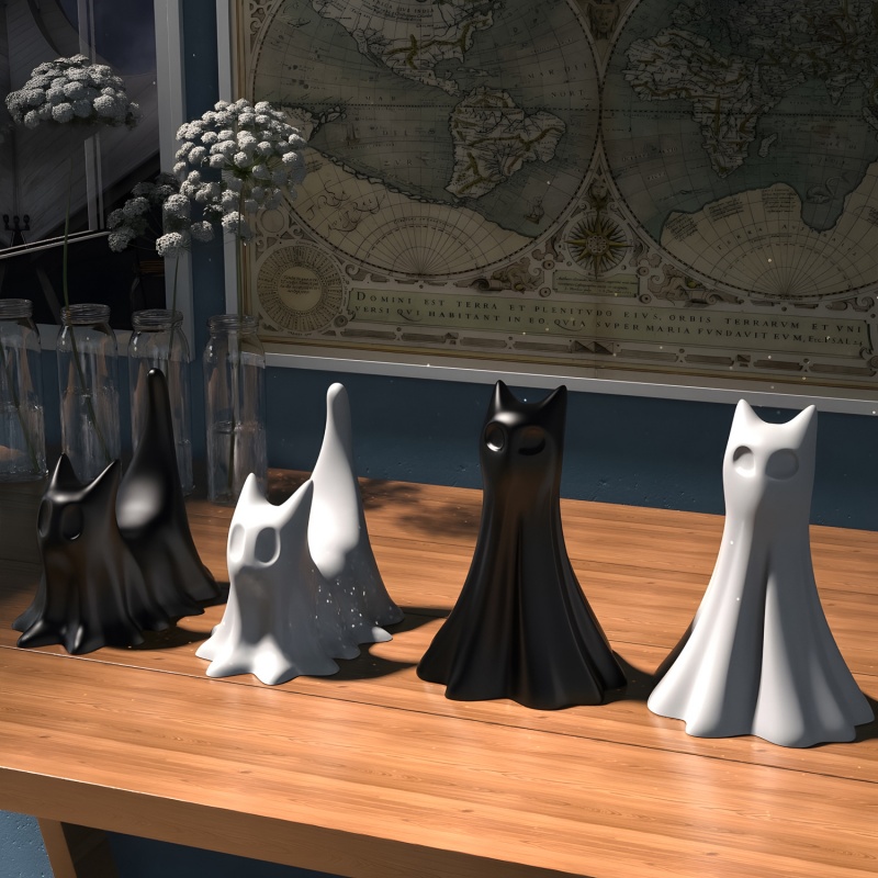 ゴースト猫ハロウィンデスクトップ飾り石膏シリコーン型 DIY - Candle Making Equipment のレビューと価格