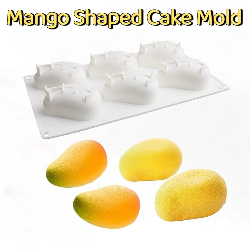 6つの空洞を持つマンゴー型ケーキ型、無毒で焦げ付きにくいシリ - Candle Making Equipment のレビューと価格
