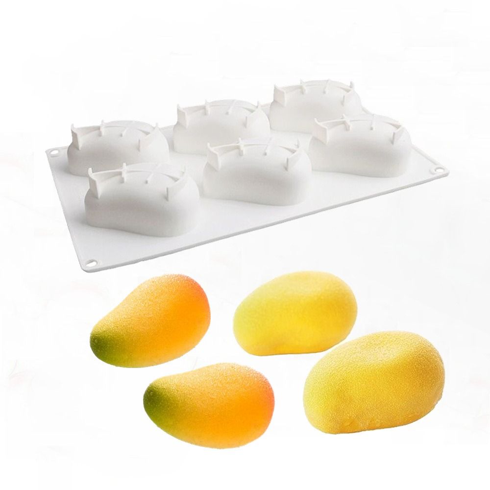 6つの空洞を持つマンゴー型ケーキ型、無毒で焦げ付きにくいシリ - Candle Making Equipment のレビューと価格