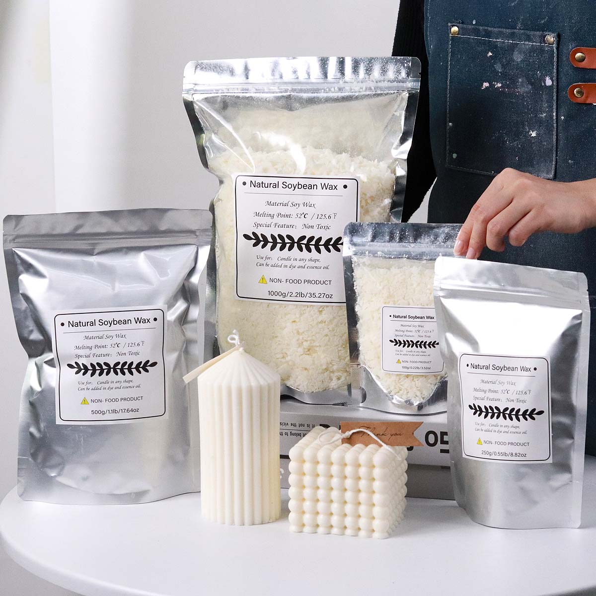 100/250/500/1000 グラム天然大豆ワックスフレ - Candle Making Kits のレビューと価格