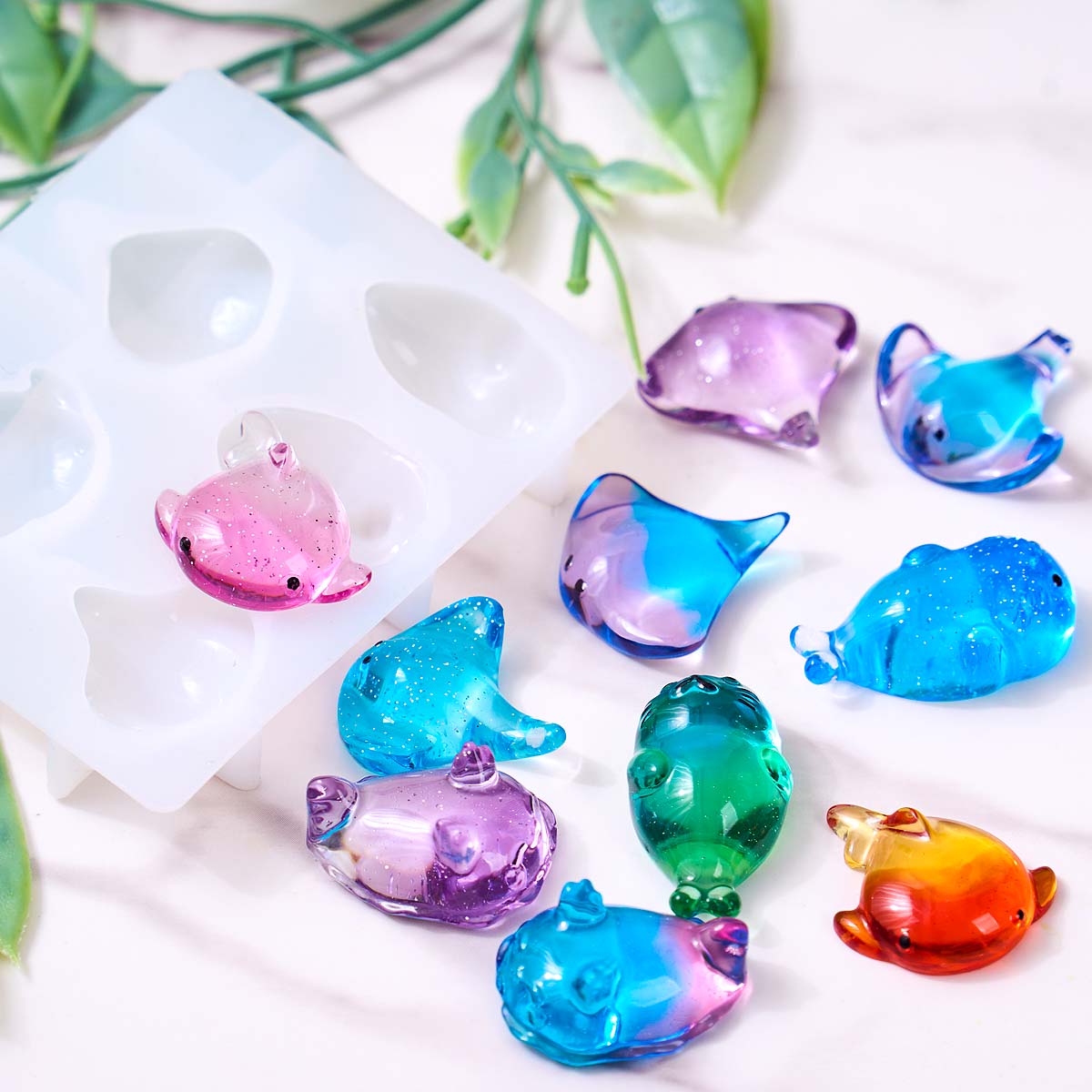 3Dヒーリング可愛いマンタ鯨シリコンモールドDIYキーホルダ - Candle Making Equipment のレビューと価格