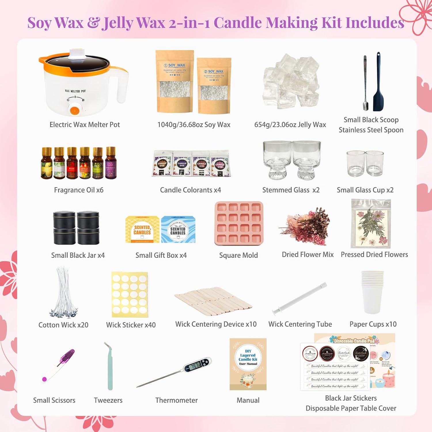 2-in-1大豆＆ゼリーワックスDIYキャンドル作成キット（ - Candle Making Kits のレビューと価格