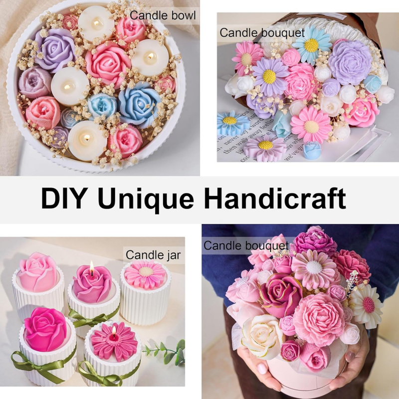 5フラワーキャンドルモールドセット、3D花柄シリコンキャンド - Candle Making Kit Wholesale のレビューと価格
