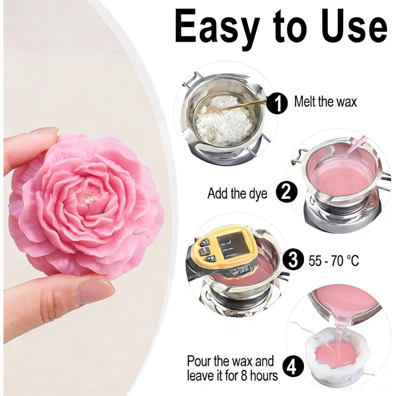 5フラワーキャンドルモールドセット、3D花柄シリコンキャンド - Candle Making Kit Wholesale のレビューと価格