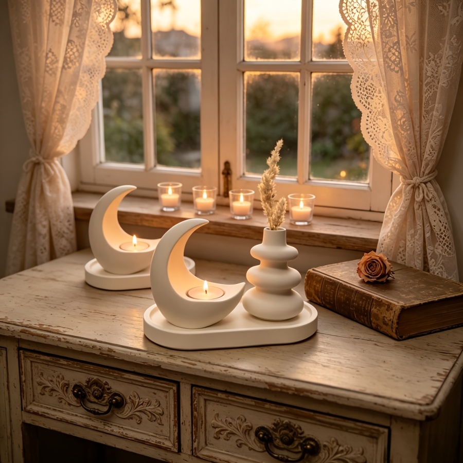 ムーンキャンドルスティック、北欧風花瓶、楕円形トレイを含む4 - Candle Making Kit Wholesale のレビューと価格