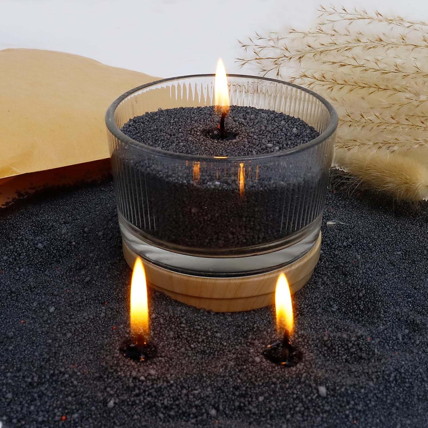 黒色のキャンドルサンド（芯付き）、200g、10個の芯付きパ - Candle Making Equipment のレビューと価格