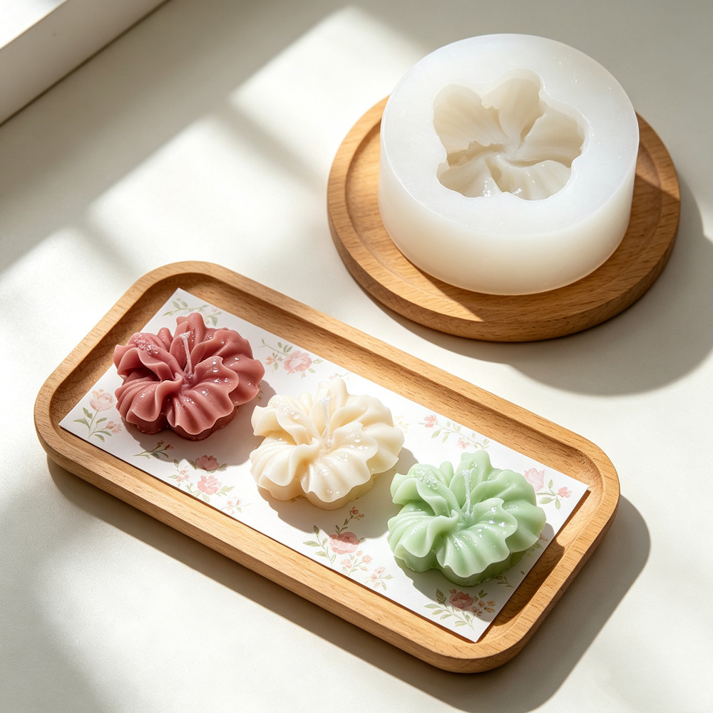 2個入りハイビスカスフラワーキャンドルモールド、ポリマークレ - Candle Making Kit Wholesale のレビューと価格