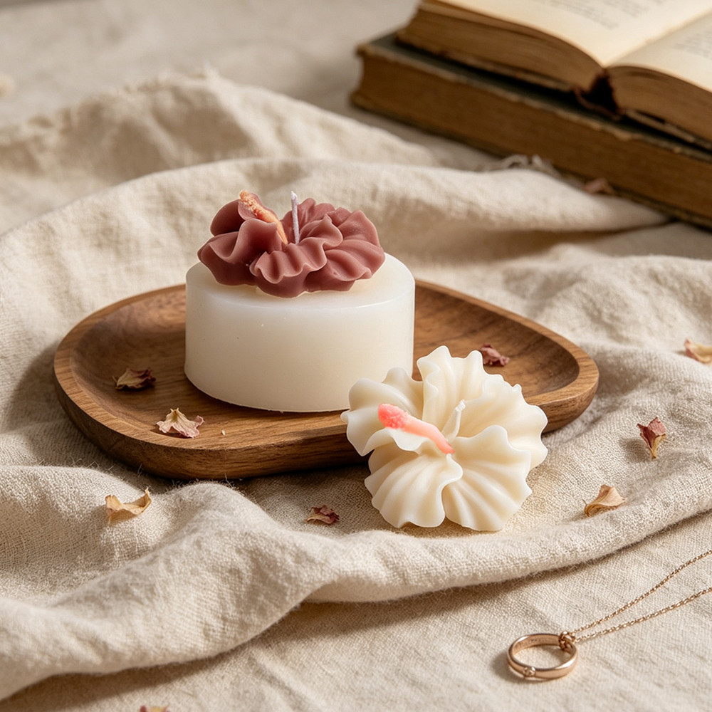 2個入りハイビスカスフラワーキャンドルモールド、ポリマークレ - Candle Making Kit Wholesale のレビューと価格